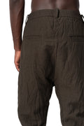 Crushed wool and linen baggy stitched trousers, Mocha