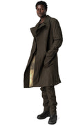Crushed wool and linen baggy stitched trousers, Mocha