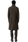 Double-breasted crushed wool and linen pocket coat, Mocha