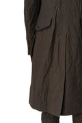 Double-breasted crushed wool and linen pocket coat, Mocha