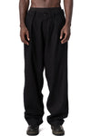 Pleated supersoft wool wide-leg trousers, Black