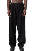 Pleated supersoft wool wide-leg trousers, Black