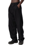 Pleated supersoft wool wide-leg trousers, Black