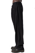 Pleated supersoft wool wide-leg trousers, Black