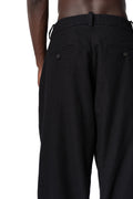 Pleated supersoft wool wide-leg trousers, Black