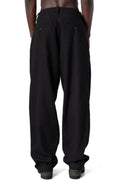 Pleated supersoft wool wide-leg trousers, Black