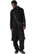 Pleated supersoft wool wide-leg trousers, Black