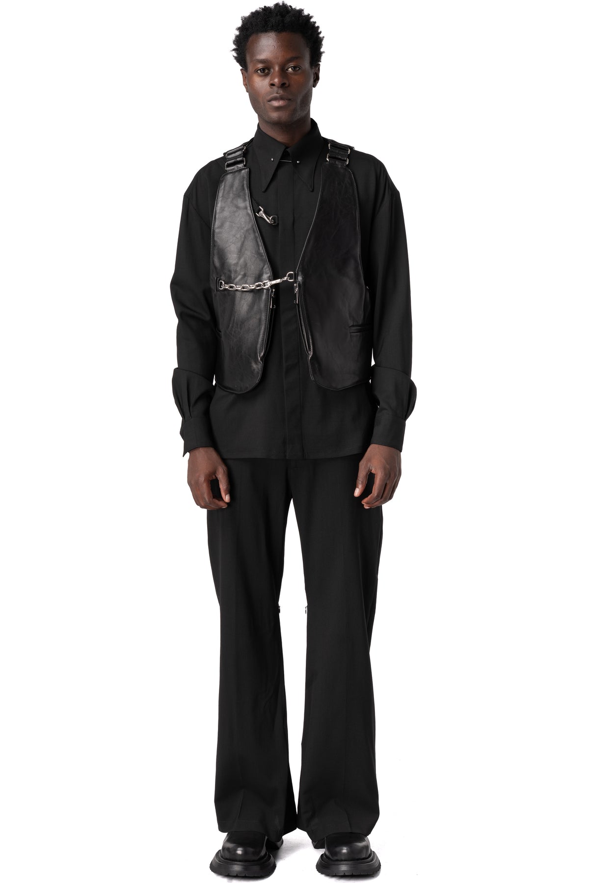 Leather waistcoat, Black