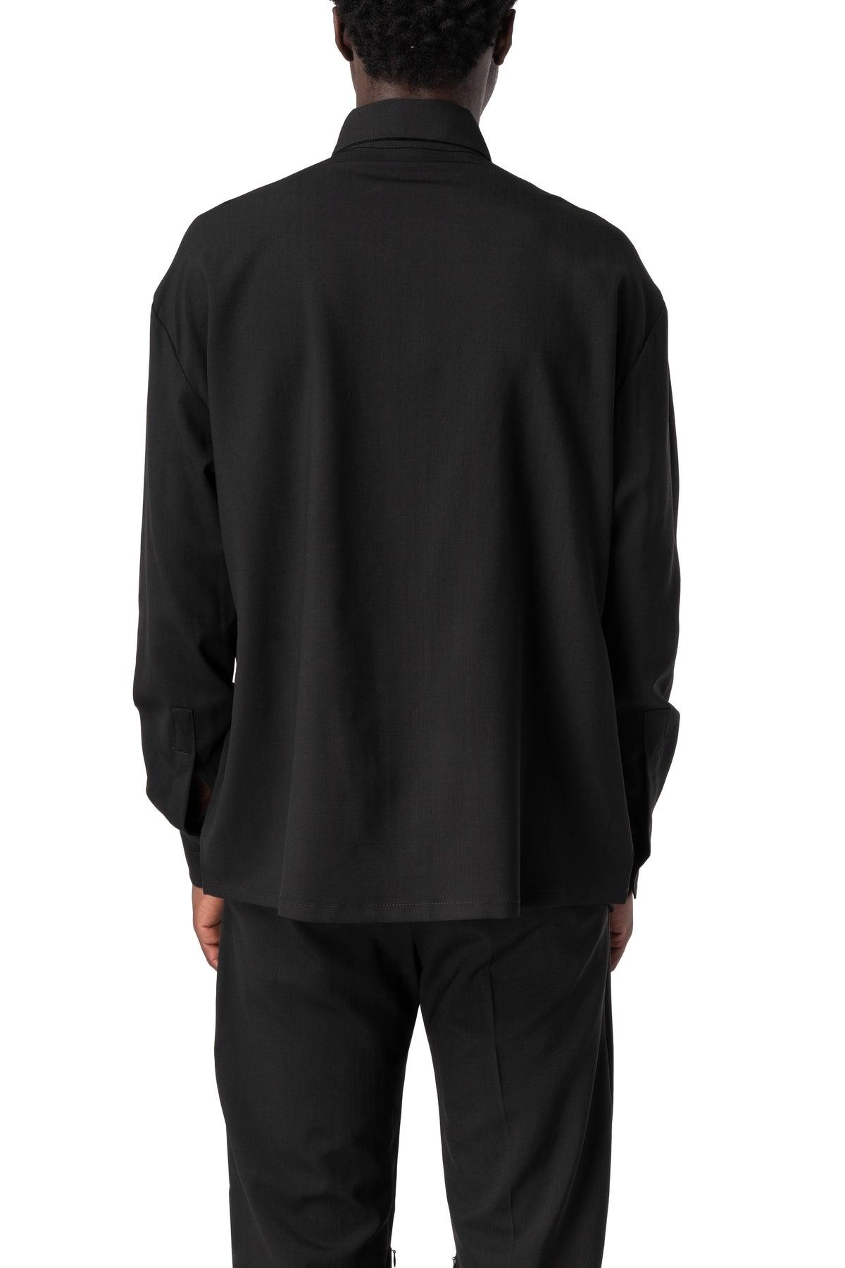 Wool pierce collar shirt, Black