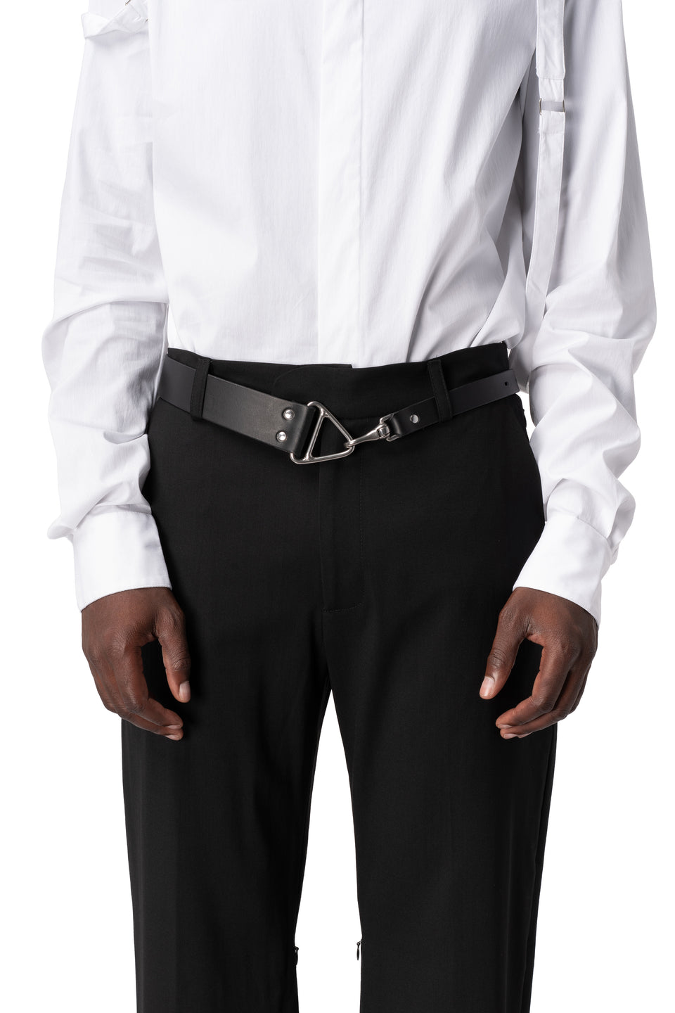 Leather latch belt, Black