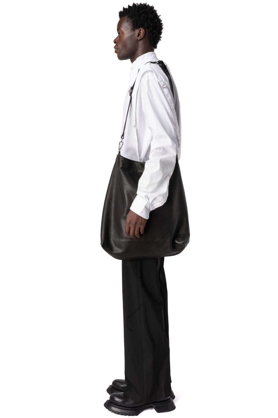 Leather messenger bag, Black