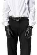 Leather slit gloves, Black