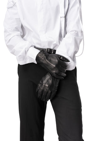 Leather slit gloves, Black