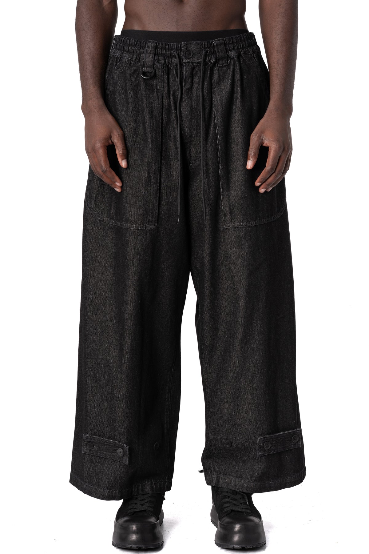 Y-3 | AW26 - Denim wide pants KS3897, front view
