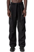 Comfort fit textured cotton trousers, Black