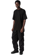 Oversized bi-stretch cotton t-shirt, Black