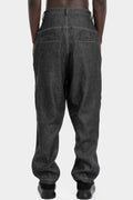 Curved pleated linen & wool pants
