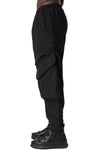 Comfort fit textured cotton cargo trousers, Black