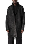 Reversible coated bouclé knit coat, Black
