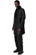 Reversible coated bouclé knit coat, Black