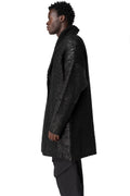 Reversible coated bouclé knit coat, Black