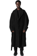 Long wool-blend overcoat, Black