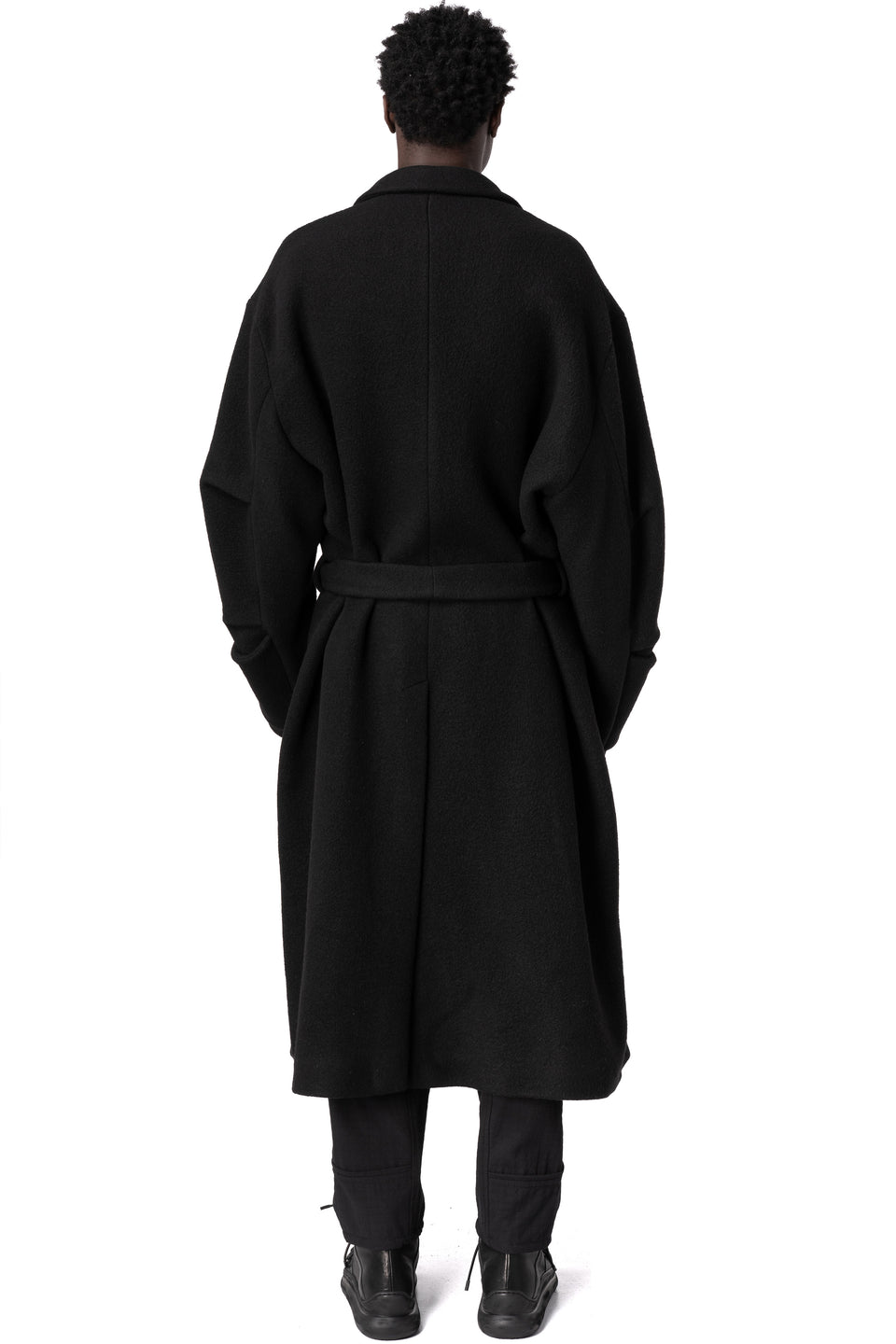 Long wool-blend overcoat, Black