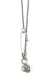 Skull safety pin chain necklace