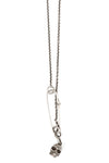 Skull safety pin chain necklace