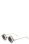 Round titanium clip-on sunglasses, Bronze