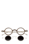Round titanium clip-on sunglasses, Bronze