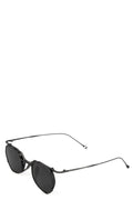Hexagonal titanium clip-on sunglasses, Black