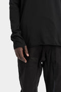 Staple spine detail cotton raglan long sleeve t-shirt, Black