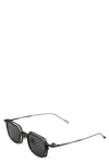 Two-tone hexagonal titanium clip-on sunglasses, Black
