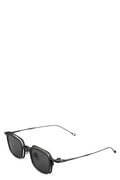 Two-tone hexagonal titanium clip-on sunglasses, Black