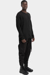 69 by Isaac Sellam | AW25  - Staple spine detail cashmere raglan long sleeve t-shirt, ROYAL LST NOIR MIRE