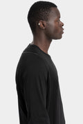 Staple spine detail cotton raglan long sleeve t-shirt, Black