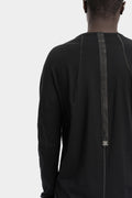 Staple spine detail cotton raglan long sleeve t-shirt, Black