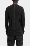 Staple spine detail cotton raglan long sleeve t-shirt, Black