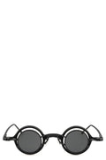 Round titanium clip-on sunglasses, Black