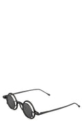 Round titanium clip-on sunglasses, Black