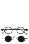 Round titanium clip-on sunglasses, Black