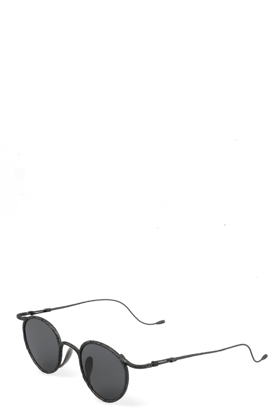 Round titanium & steel sunglasses, Black