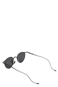 Round titanium & steel sunglasses, Black