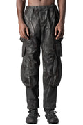 Coated cotton stretch cargo trousers, Black