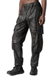 Coated cotton stretch cargo trousers, Black