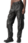 Coated cotton stretch cargo trousers, Black