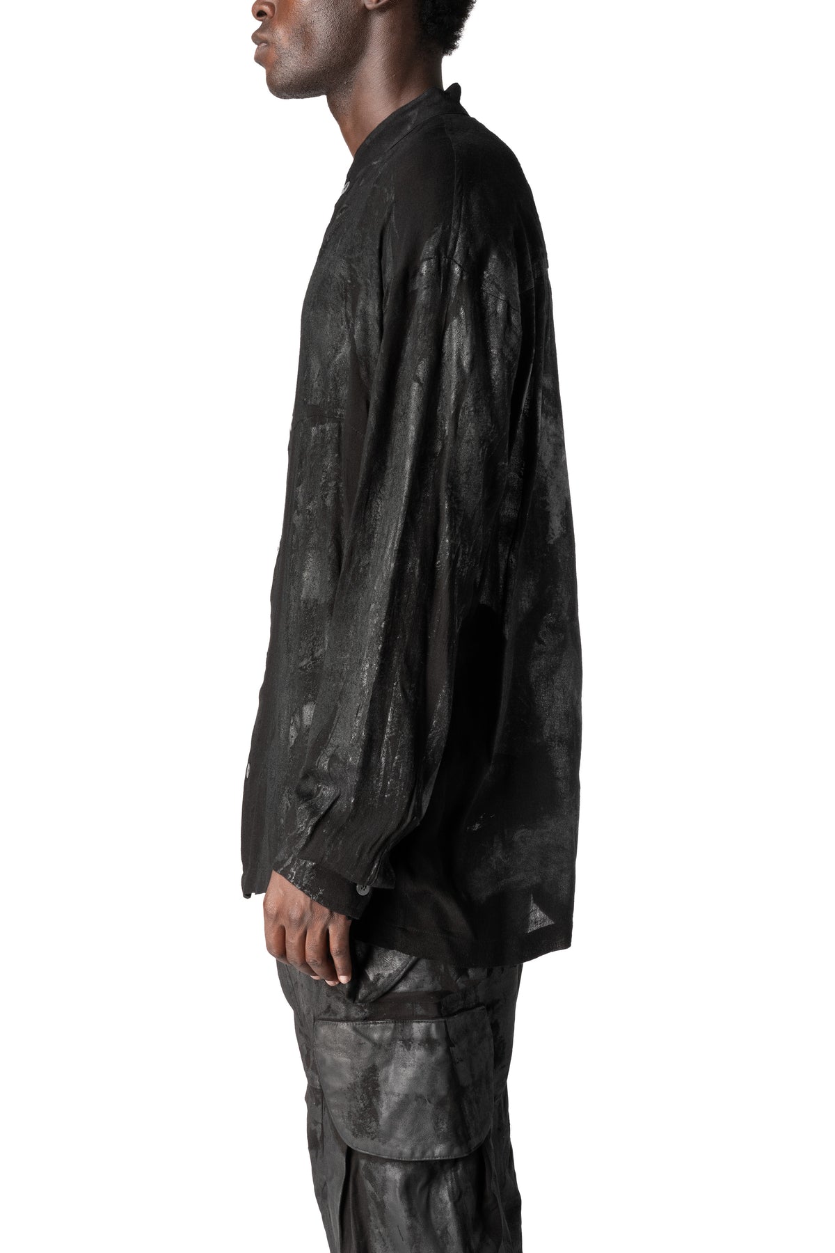 La Haine Inside Us | AW26 - Rubberized viscose-wool shirt, Black M1313