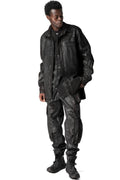 Oversized rubberized denim jacket, Black