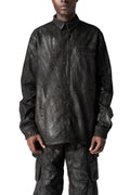 Oversized rubberized denim jacket, Black